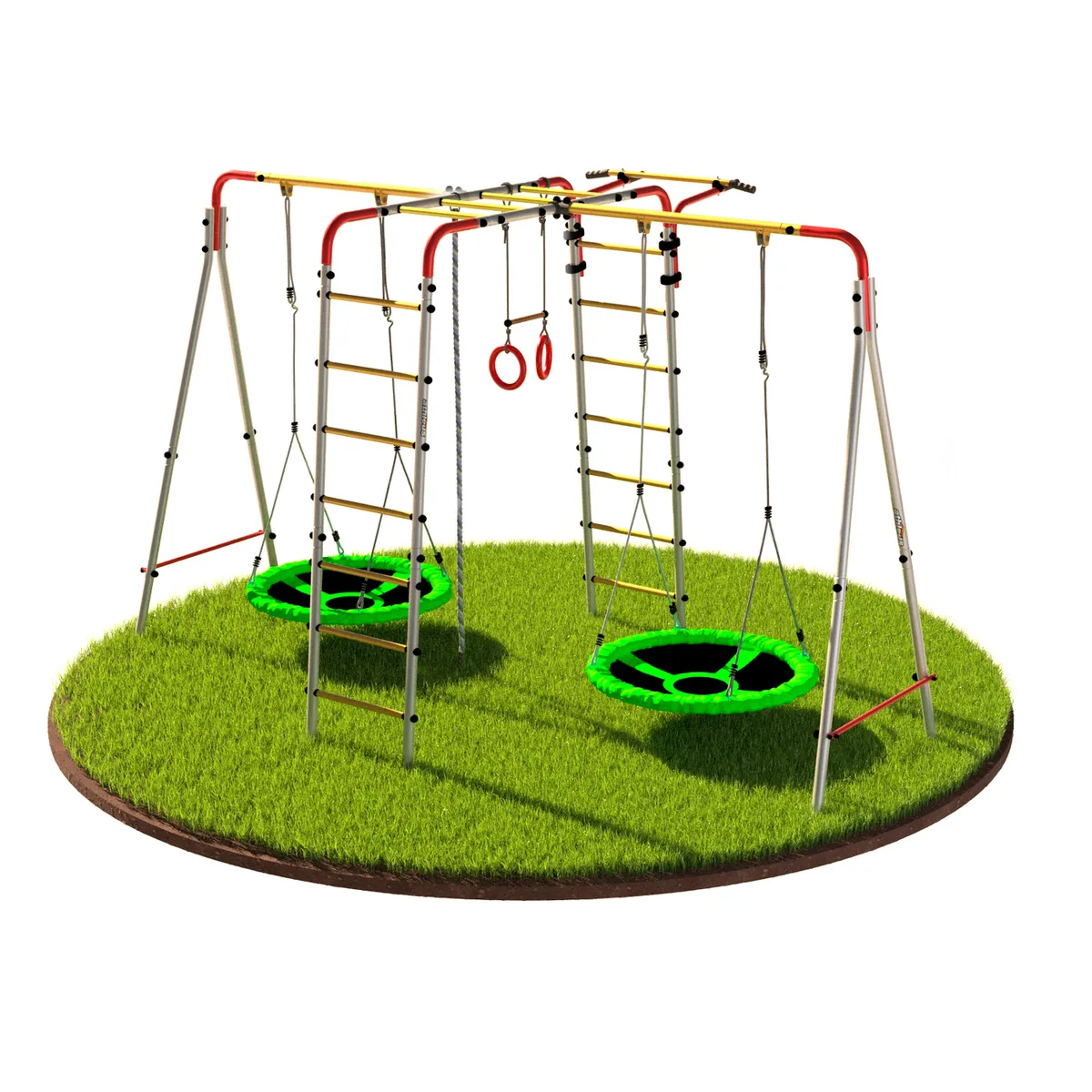 Уличный спортивный комплекс "Уличный" с дополнительной стойкой-качелями и двумя качелями гнездо для дачи Barfits Уличный спортивный комплекс "Уличный" с дополнительной стойкой-качелями и двумя качелями гнездо для дачи Barfits