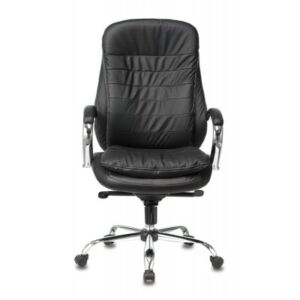 Бюрократ Кресло руководителя, подлокотники металл с мягкими кожаными накладками, крестовина металл, материал кожа, регулировка по высоте, газлифт, механизм качания, максимальная нагрузка 120 кг, цвет черный, T-9950-BLACK T-9950-BLACK KNS