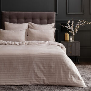 Постельное белье Ash gray I Серый Двуспальный Страйп-сатин CozyHome