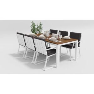 Обеденная группа Gardenini Bella белый антрацит XL со стульями Voglie whgrll