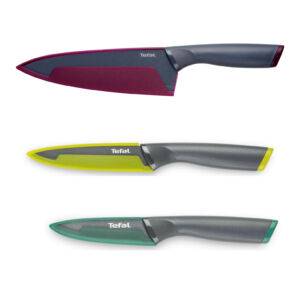 Набор ножей  Fresh Kitchen K122S355 3 предмета  Tefal 2 года Шеф-нож 15 см, Универсальный нож 12 см, Овощной нож 9 см, Лезвие из нержавеющей стали с антипригарным покрытием, Есть