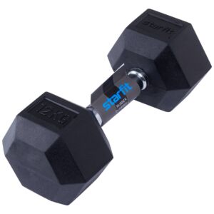 Гантель обрезиненная STARFIT DB-301 12 кг, черная Barfits