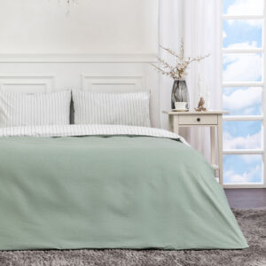 Постельное белье Jade stripe Зеленый Полутораспальный Перкаль CozyHome