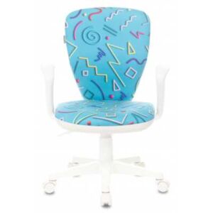 Бюрократ Кресло детское, пластиковые подлокотники, крестовина пластик, материал ткань, регулировка по высоте, газлифт, механизм качания, максимальная нагрузка 100 кг, цвет голубой, KD-W10AXSN/STICK-BL KD-W10AXSN/STICK-BL KNS