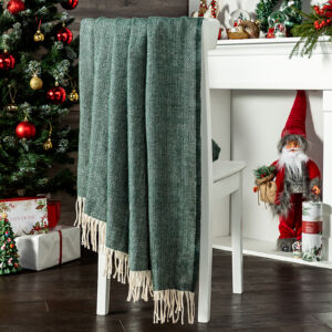 Плед Ines, зеленый Зеленый 140х200 Шерсть CozyHome