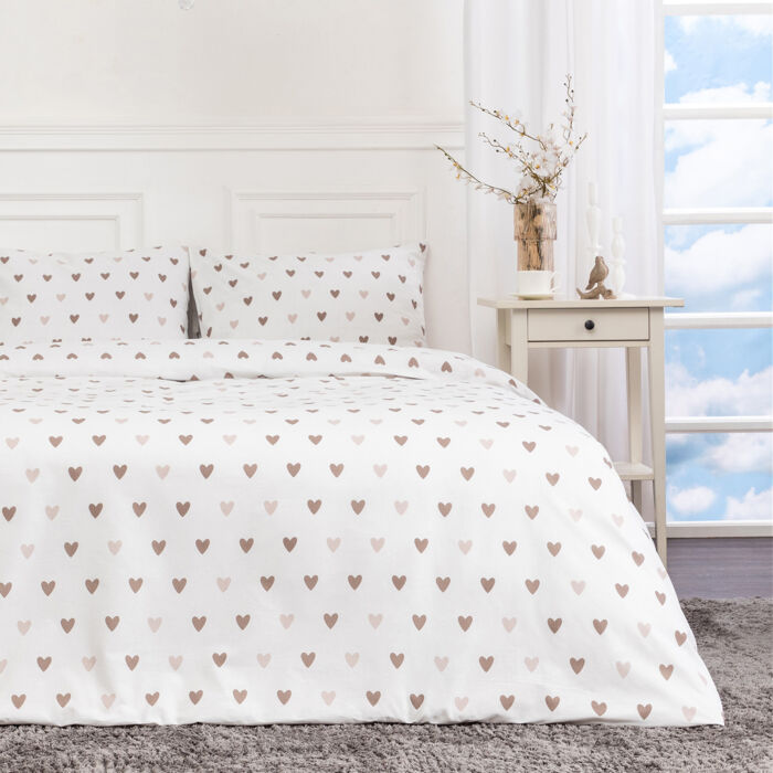 Постельное белье Amore mio brown Белый Двуспальный Поплин CozyHome Постельное белье Amore mio brown Белый Двуспальный Поплин CozyHome