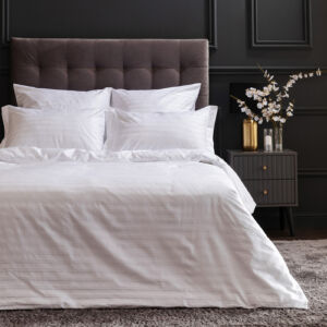 Постельное белье White, страйп-сатин 921987 Белый Двуспальный Страйп-сатин CozyHome