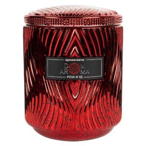 Свеча Dom Aroma Пламя Роза и уд в стеклянном подсвечнике с крышкой 11014 vrdm