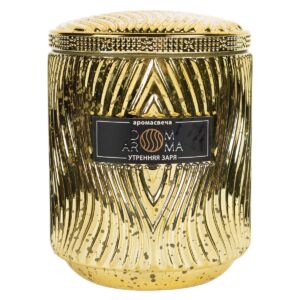 Свеча Dom Aroma Пламя Утренняя заря в стеклянном подсвечнике с крышкой 11016 vrdm