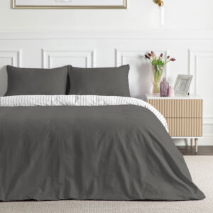 Постельное белье Graphit stripe Серый Двуспальный Перкаль CozyHome