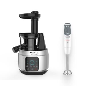 Здоровое питание с шнековой соковыжималкой Juice & Clean ZU420E10 и погружным блендером Optichef DD643132  Moulinex