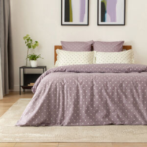 Постельное белье Pois purple I Сиреневый Двуспальный Перкаль CozyHome