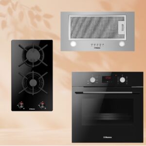 Комплект техники: Газовая панель Hansa BHKS330500 + Встраиваемая вытяжка Hansa OMP6212SIH + Духовой шкаф Hansa BOES68460 размеры