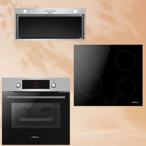 Комплект техники: Индукционная панель Hansa BHI683200 + Встраиваемая вытяжка Hansa OMP6212SIH + Духовой шкаф Hansa BOEI68431. размеры