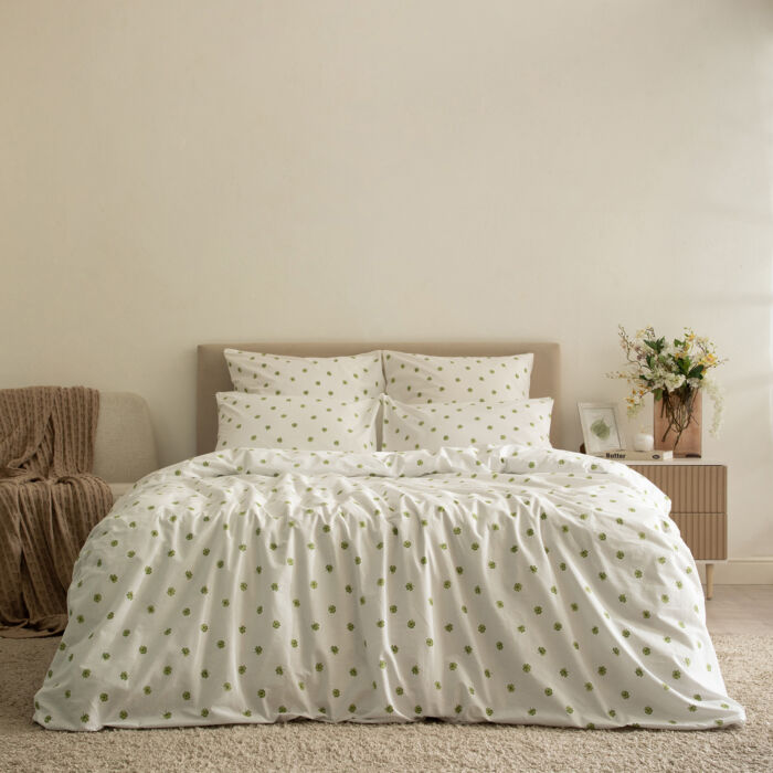 Постельное белье Клевер/Clover Белый Полутораспальный Поплин CozyHome Постельное белье Клевер/Clover Белый Полутораспальный Поплин CozyHome
