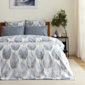 Постельное белье Модико (синие листья) I Синий Полутораспальный Поплин CozyHome