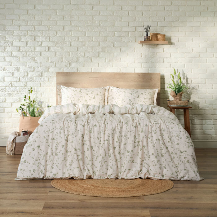 Постельное белье Зеленый танец Бежевый Евро Перкаль CozyHome Постельное белье Зеленый танец Бежевый Евро Перкаль CozyHome