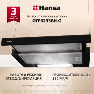 Вытяжка Hansa OTP6233BH-G размеры 30/59.8/17.6